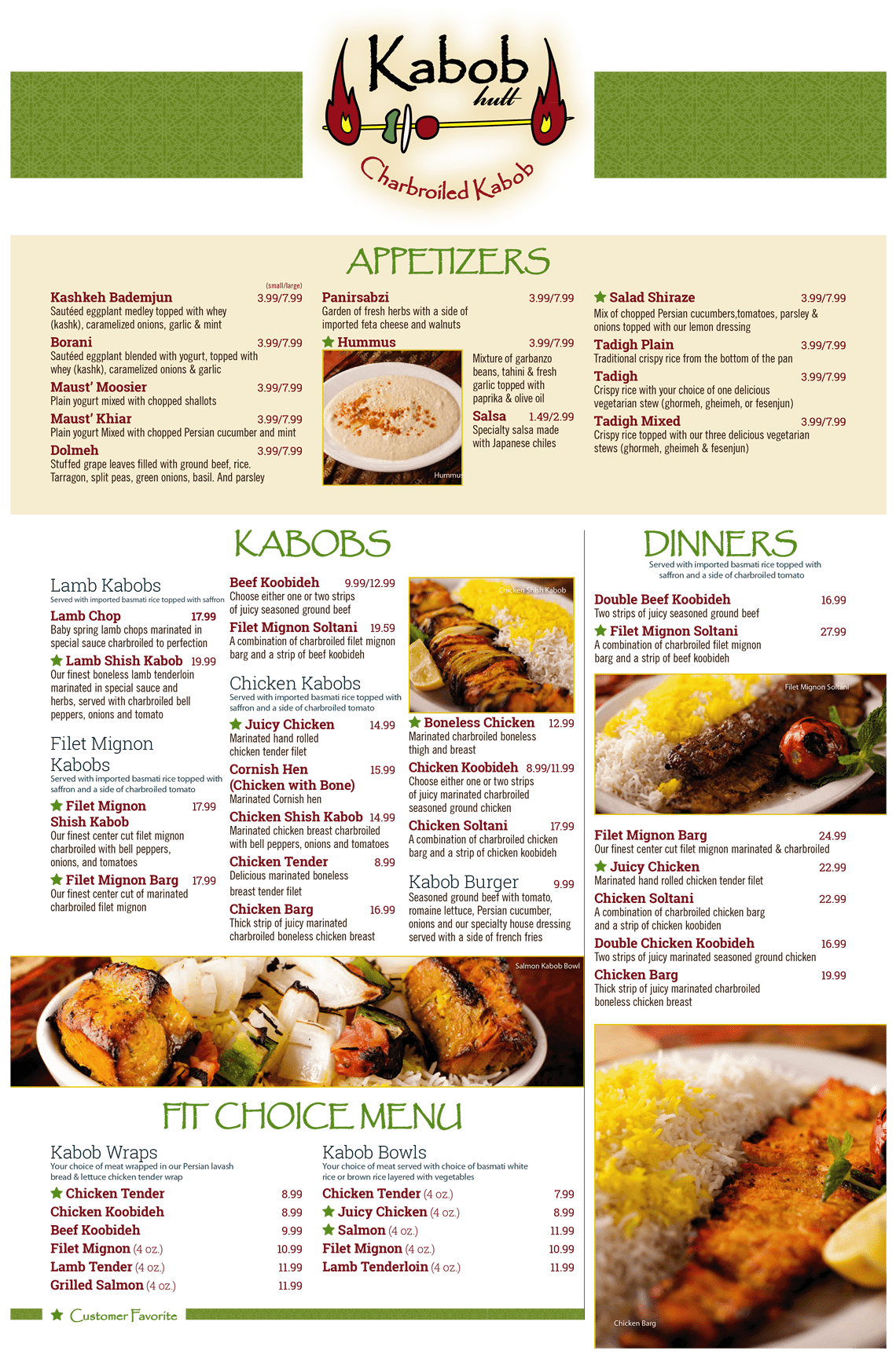 Kabob Hutt Menu